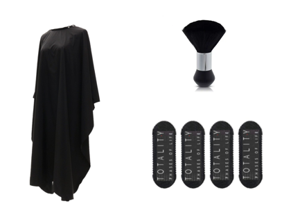 Professional Barber Kit - Cape, Brush , Hair Holders