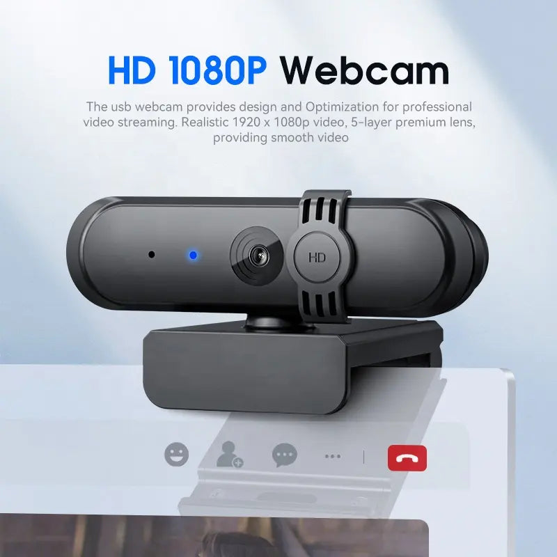 1080P Webcam by Totality Phases of Life - with a Microphone for Video Calling/Meetings/Teaching, HD 30fps Web Camera with Sliding Privacy Cover, USB-A Cable, for Zoom/Skype/Facetime