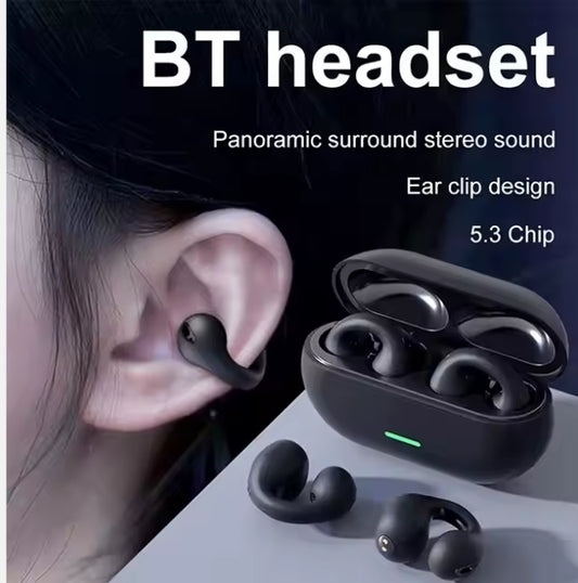 Wireless Bone Conduction Headphones Music Noise Canceling Headset HD Call Sports Earbuds Gaming Earphone -T75 Ear-Clip BT 5.3